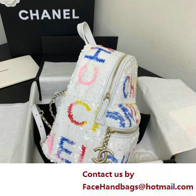 Chanel Sequins  &  Silver-Tone Metal Mini Backpack Bag AS4662 White, Yellow, Pink  &  Blue 2025